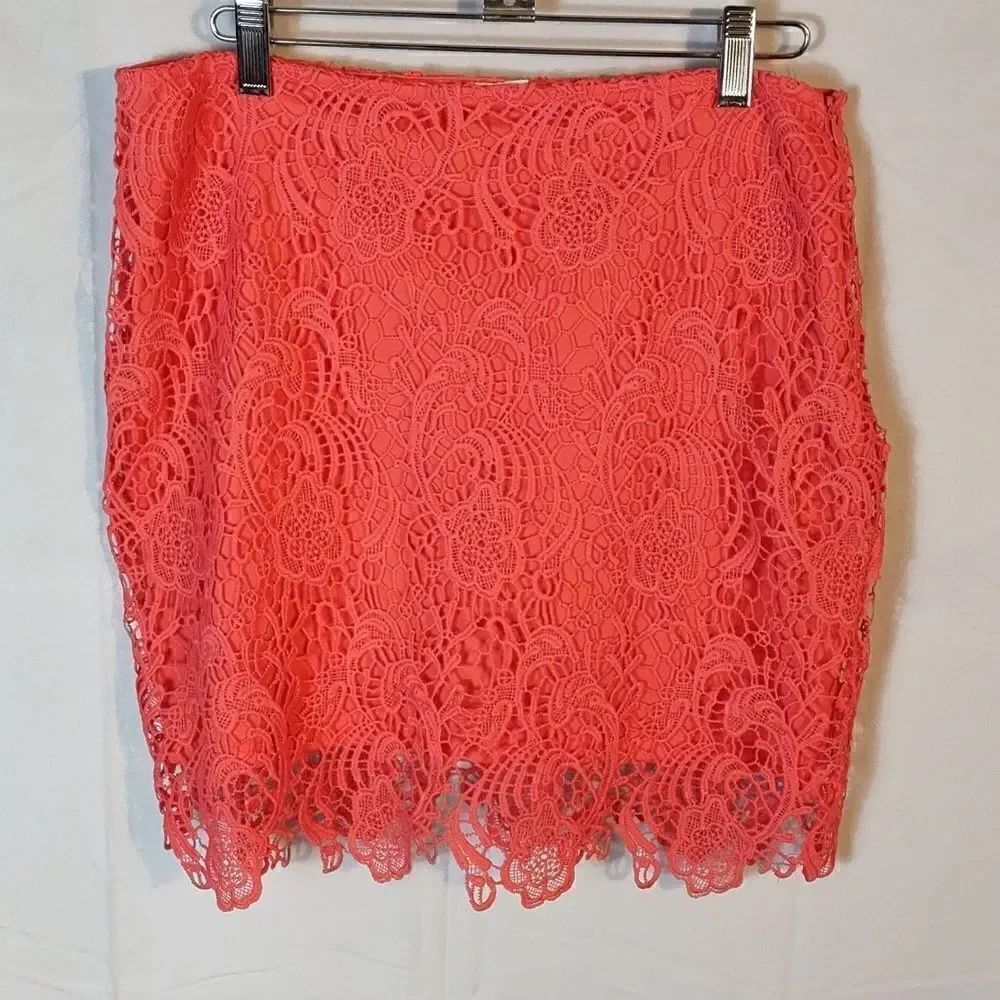 Ambiance Apparel Pink Lace Mini Skirt